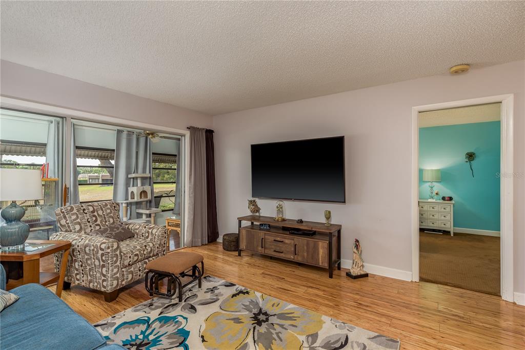 11241 Dollar Lake Drive, Unit 5 Port Richey, FL 34668 - Photo 8 of 49 a living room with furniture and a flat screen tv