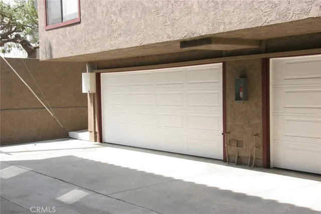 a side view of a garage