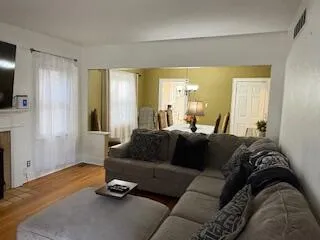 a living room with furniture and a couch