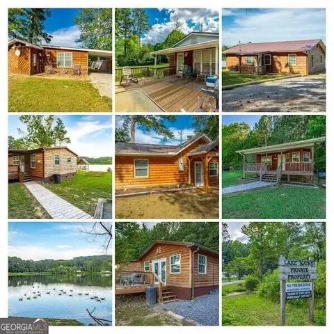 a backyard of a house with a yard and outdoor seating