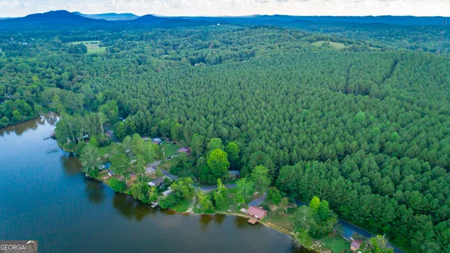 a view of a lake with a yard