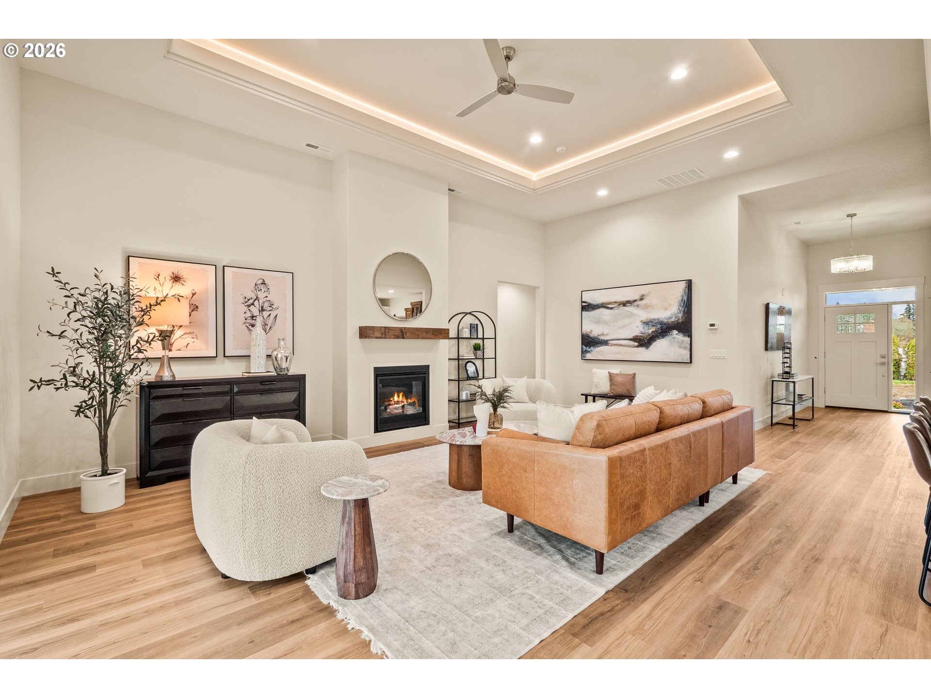315 Northeast Clay Street Sublimity, OR 97385 - Photo 5 of 42 a living room with furniture and a fireplace