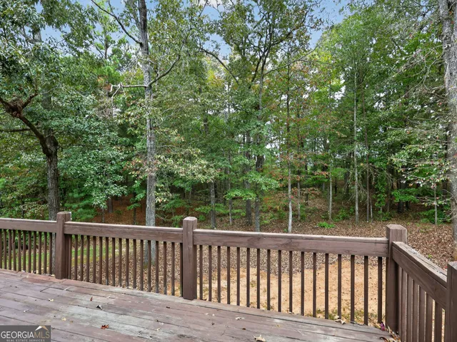a view of a wooden roof deck