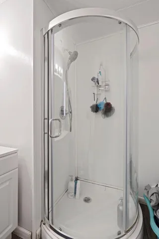 a bathroom with a shower