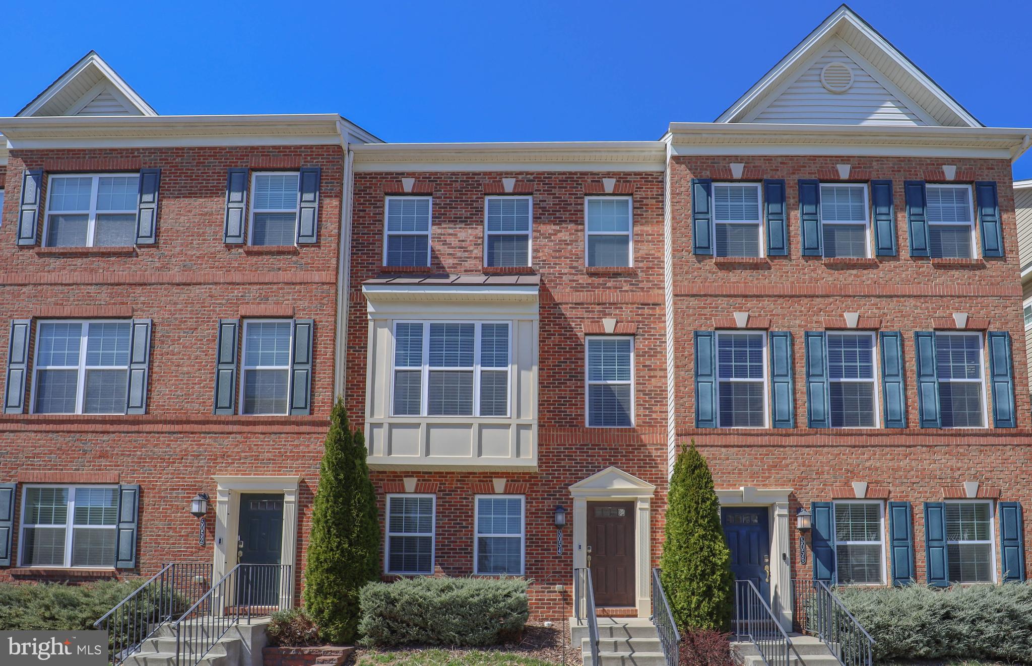a front view of a brick building