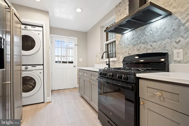 a kitchen with a stove and a microwave