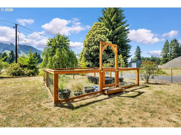 a view of outdoor space with garden