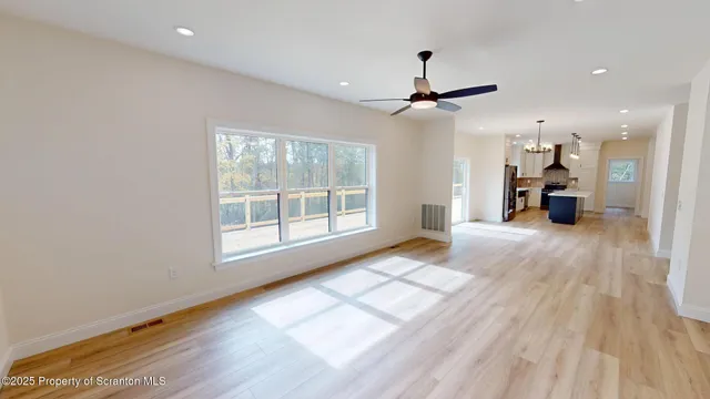 a view of a room with racks on the wall