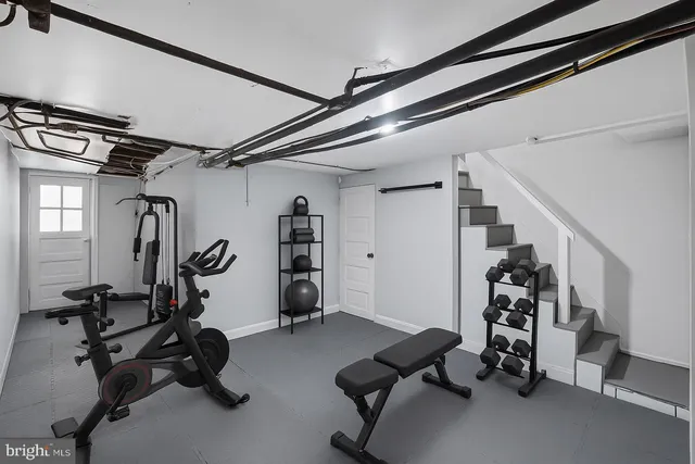 a view of a room with gym equipment