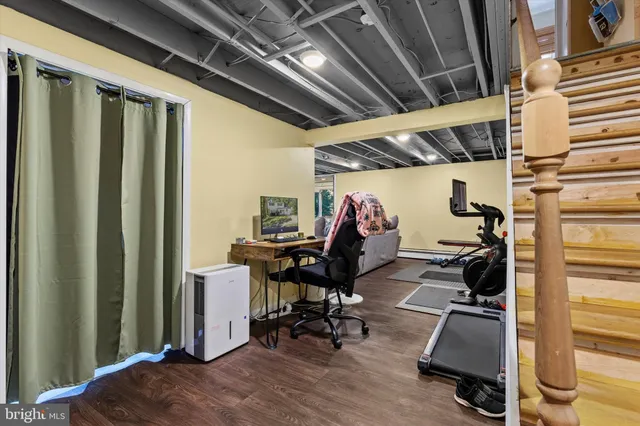 a view of a room with gym equipment