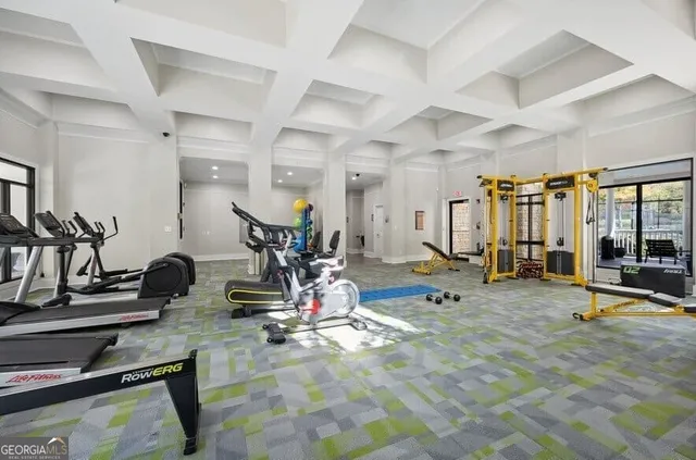 a view of a room with gym equipment