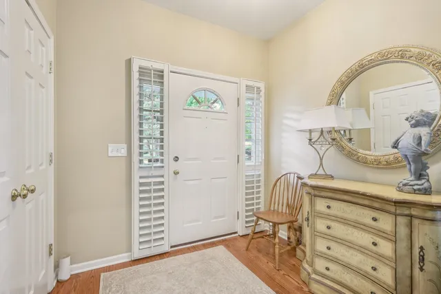 a view of a hallway with closet
