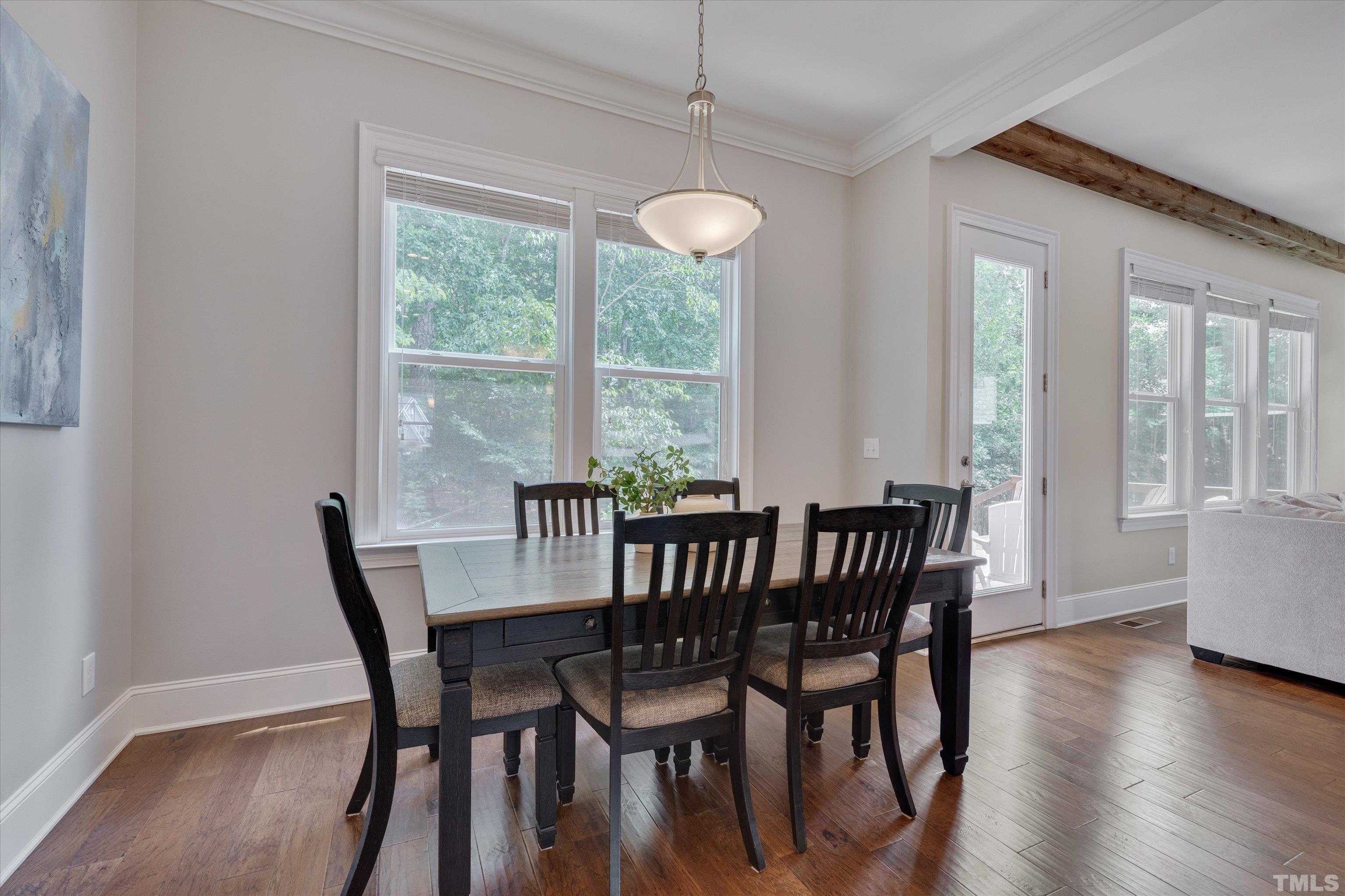 8012 Shree Court Raleigh, NC 27613 - Photo 22 of 49 a view of a dining room with furniture window and wooden floor