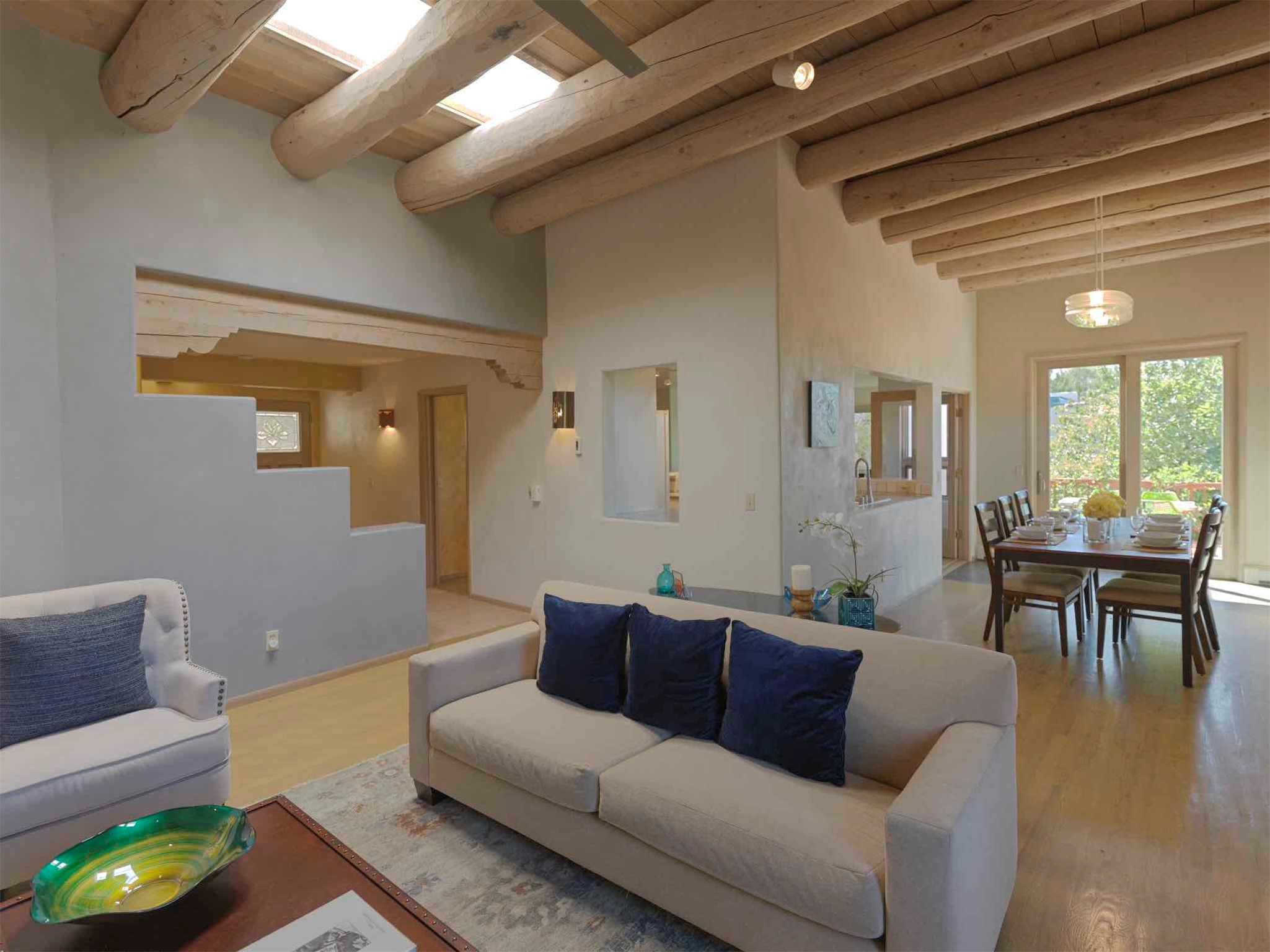 Living to entry, dining and kitchen