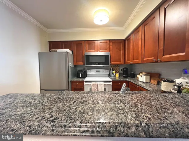 a kitchen with stainless steel appliances granite countertop a refrigerator a stove top oven a sink and dishwasher