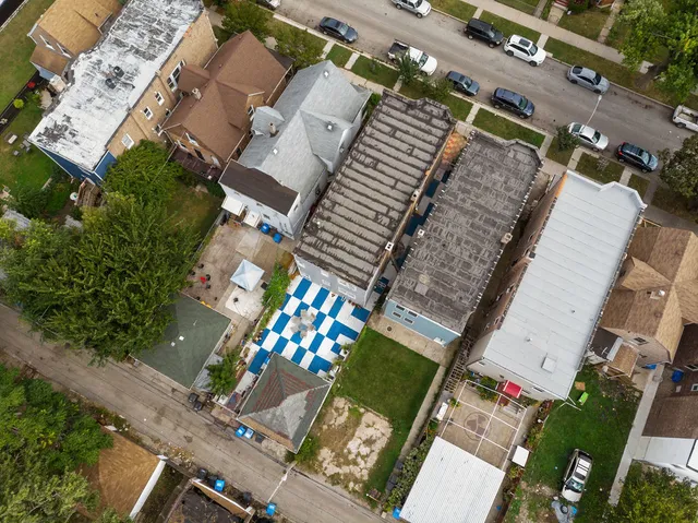 an aerial view of a house