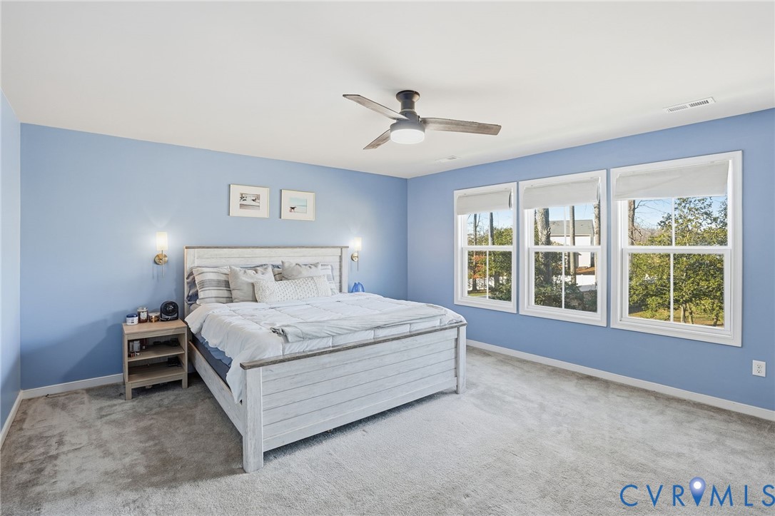 8494 Scouts Road Quinton, VA 23141 - Photo 17 of 27 Carpeted bedroom featuring a ceiling fan and baseb