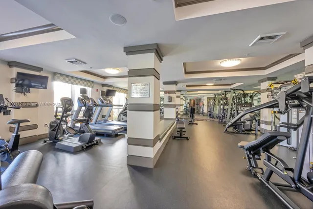 a view of a room with gym equipment