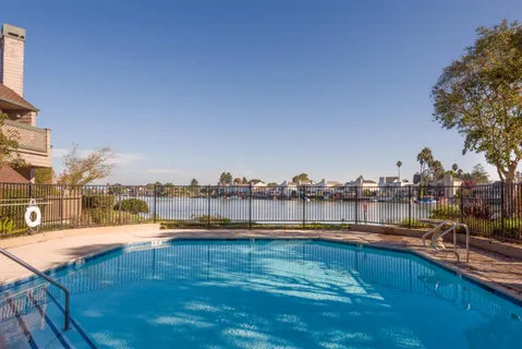 a view of a lake with houses