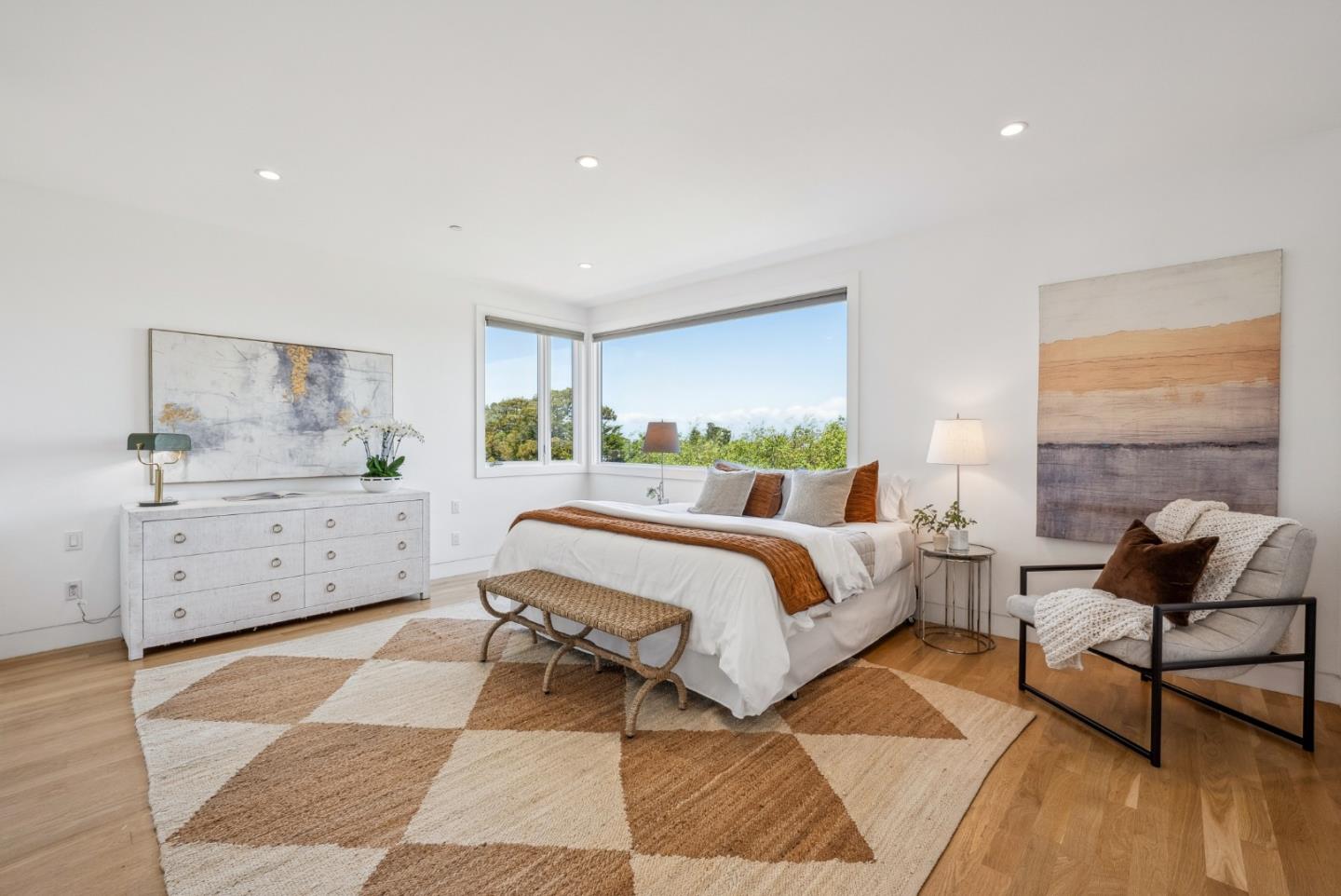 1 Millbrae Circle Millbrae, CA 94030 - Photo 69 of 110 a bedroom with a bed and wooden floor