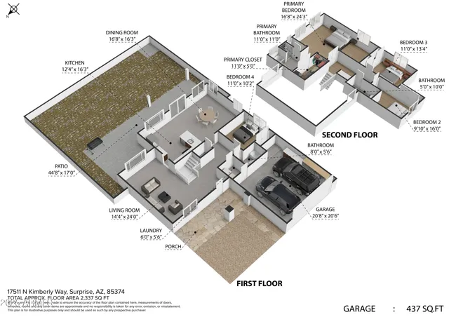 $2,200 | 17511 North Kimberly Way, Surprise, AZ 85374