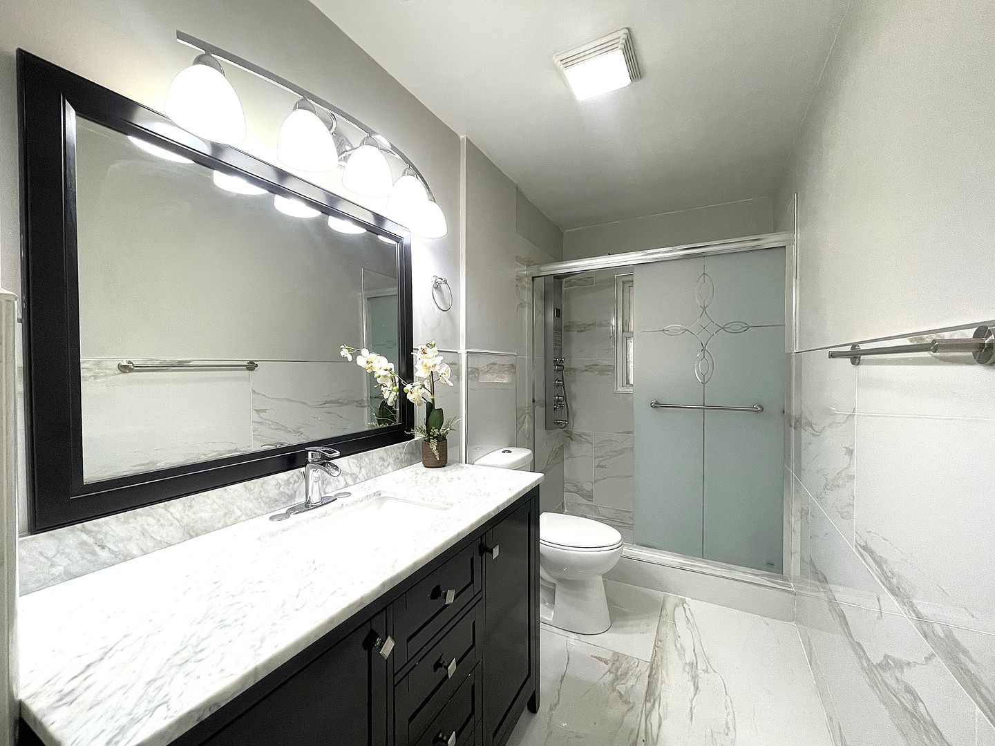 16058 South Gougar Road Homer Glen, IL 60491 - Photo 10 of 25 a bathroom with a sink a toilet a mirror and shower