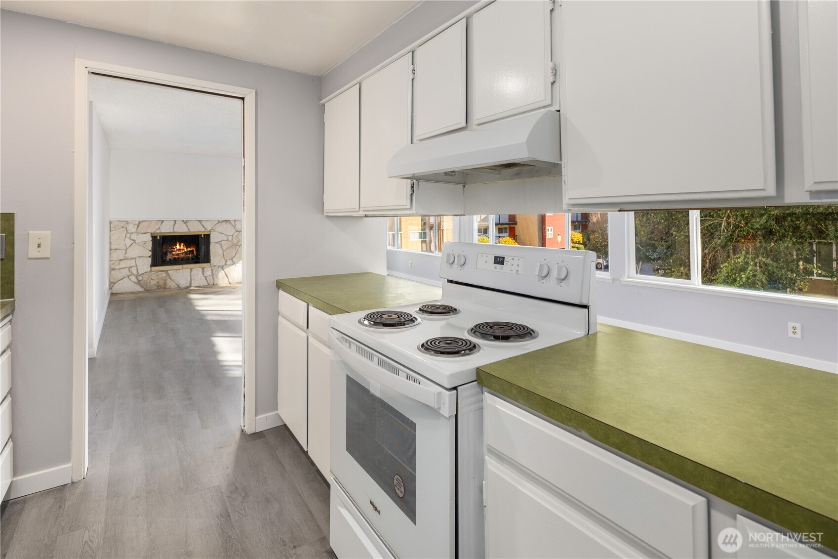 3600 25th Avenue West Seattle, WA 98199 - Photo 21 of 30 a kitchen with a stove and a white cabinets