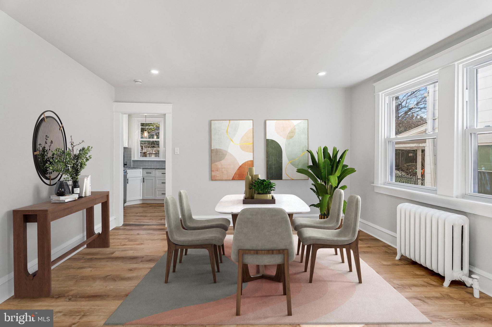 Virtually staged dining area