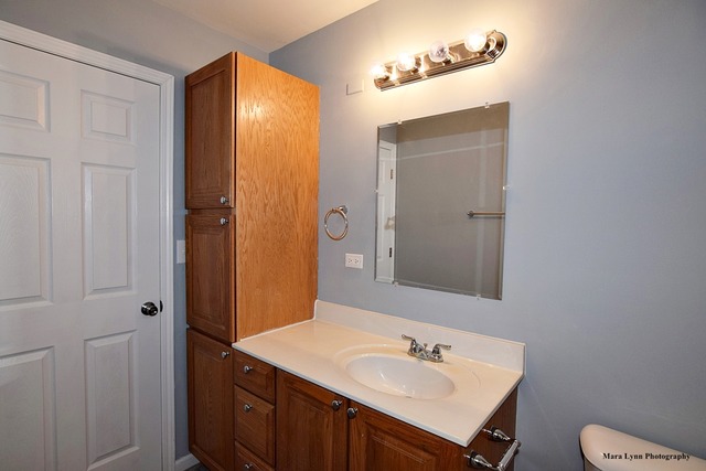 309 Hopi Court Carol Stream, IL 60188 - Photo 22 of 25 a bathroom with a sink a toilet and shower