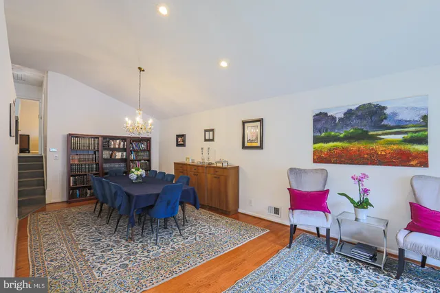 a workspace with furniture and rug