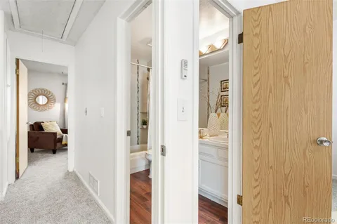 a view of a bedroom from balcony