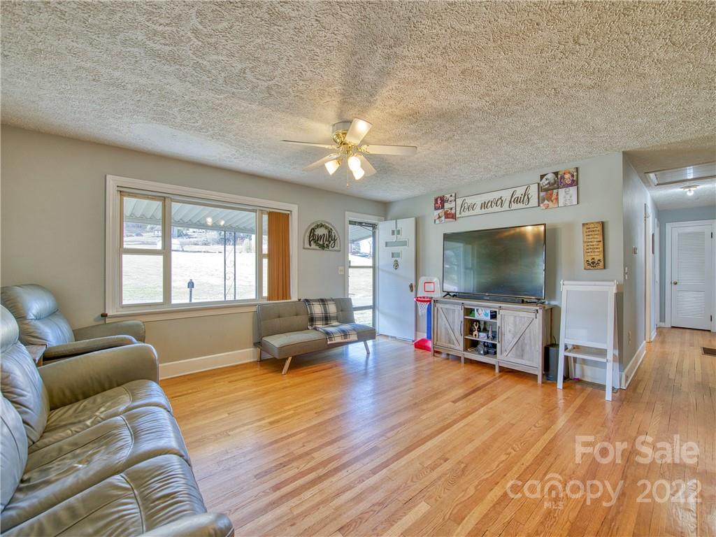 970 Ratcliff Cove Road Waynesville, NC 28786 - Photo 10 of 24 a living room with furniture and a flat screen tv