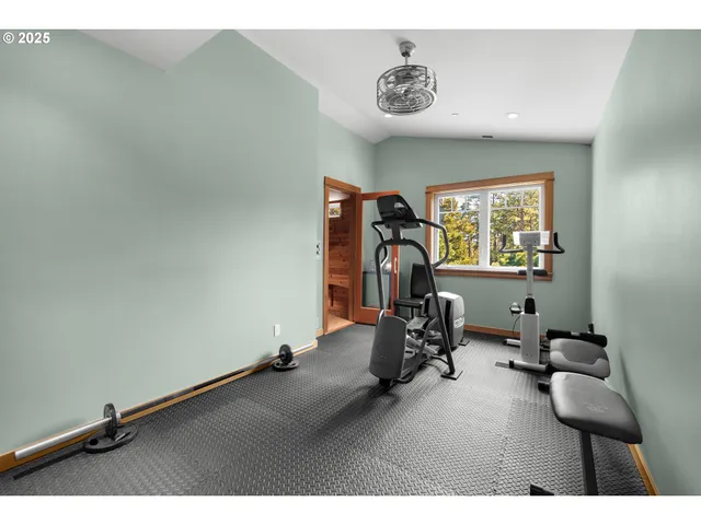 a view of a room with gym equipment