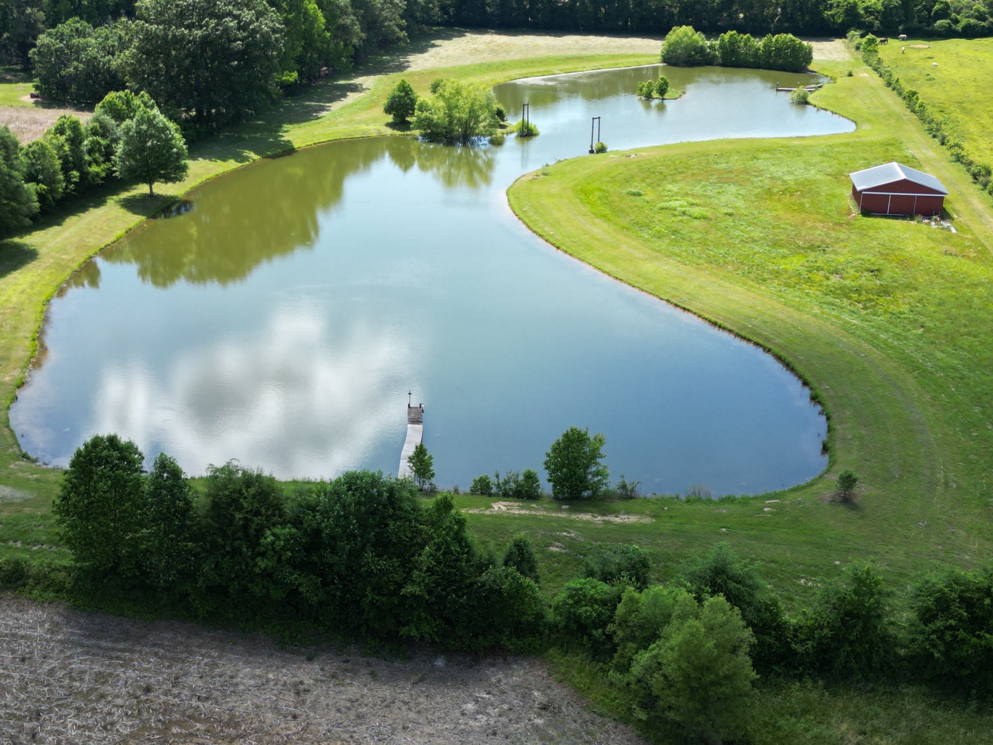 81 Slaughter Pen Road Ardmore, TN 38449 - Photo 50 of 63 an aerial view of a house with a yard and lake view