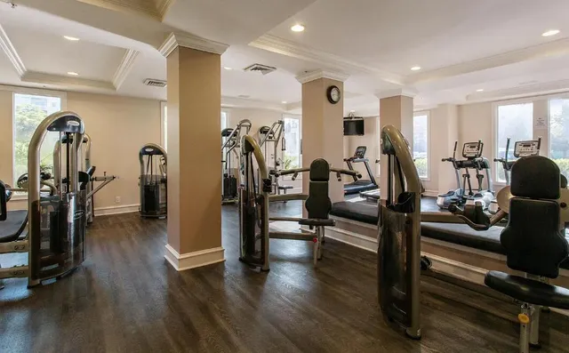 a view of a room with gym equipment