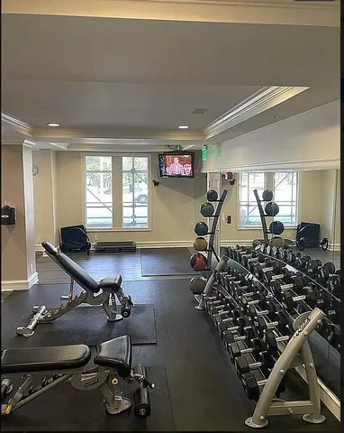 a room with gym equipment