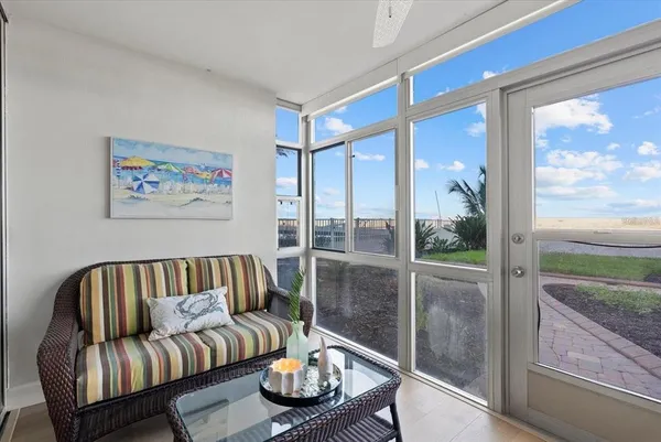 a living room with furniture