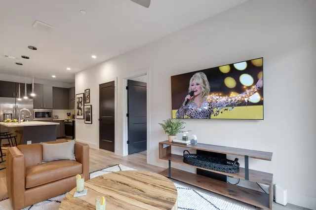 a living room with furniture and a couch