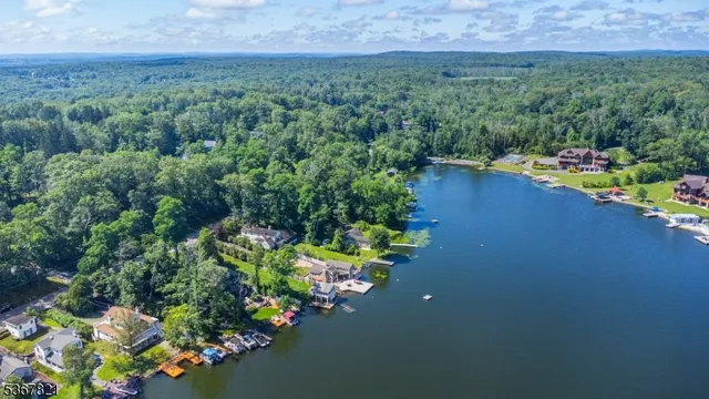 a view of a lake from a yard