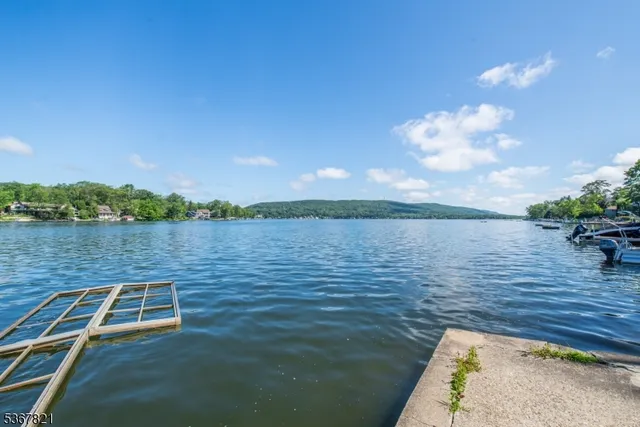 a view of a garage with a table and chairs