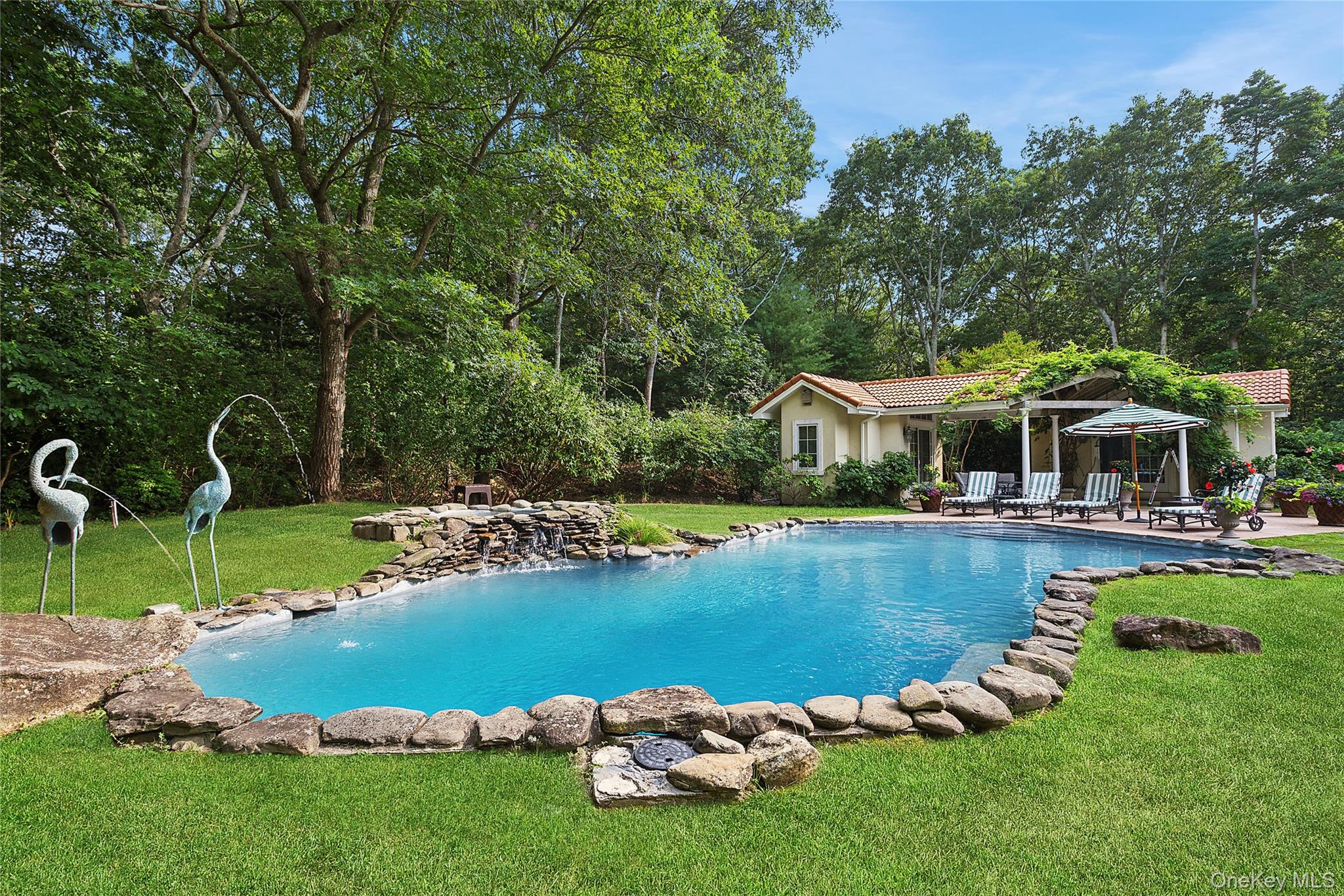 1 Terrys Trail East Hampton, NY 11937 - Photo 2 of 25 Outdoor pool with a yard, a patio, an outbuilding, and a gazebo