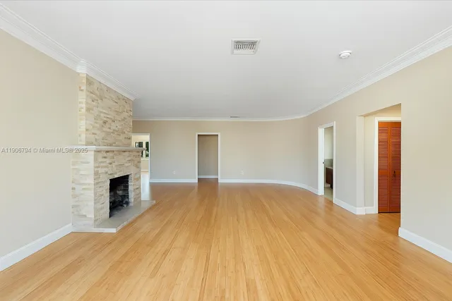 a view of a livingroom with a fireplace