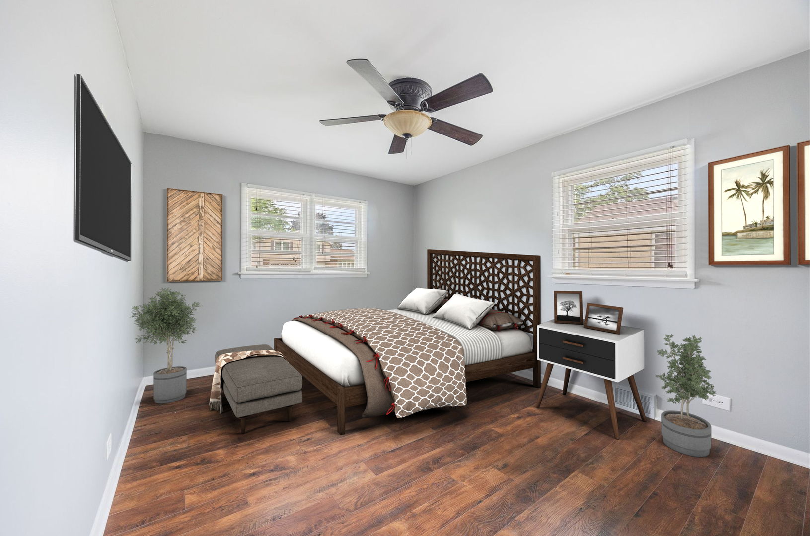 149 Wheeling Avenue Wheeling, IL 60090 - Photo 6 of 23 a bedroom with a bed and wooden floor