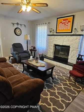 a view of a wooden deck with a bench