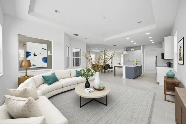 a bedroom with a bed and a lamp