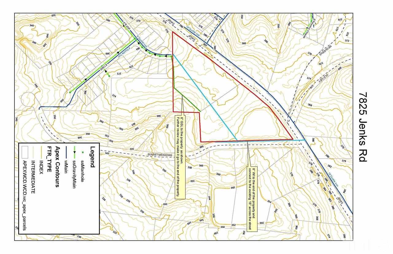 7809 Jenks Road Apex, NC 27523 - Photo 5 of 9 Proposed Water/Sewer Map