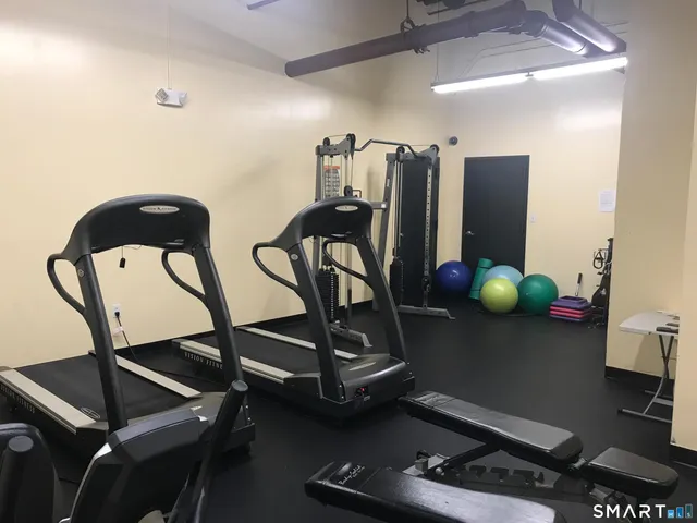a room with gym equipment