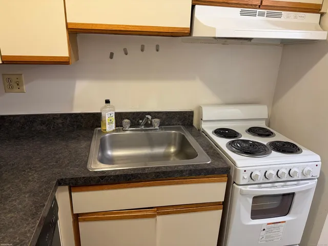 a kitchen with a stove and a sink