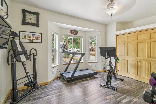 a view of a room with gym equipment