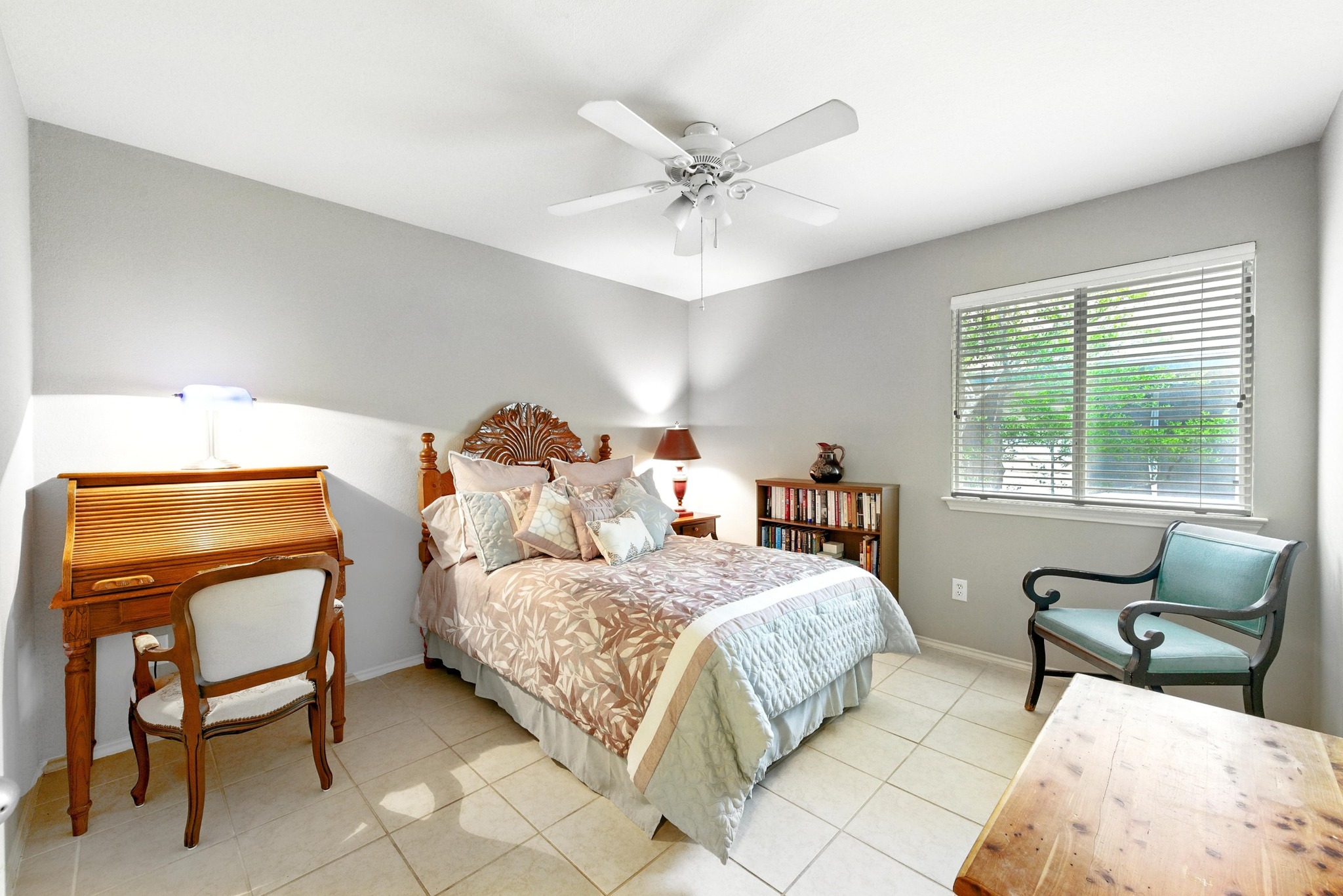 9602 Tea Rose Trail Austin, TX 78748 - Photo 20 of 27 Bedroom with light tile patterned floors and ceiling fan